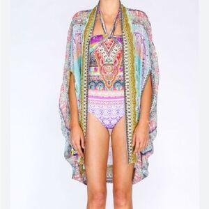 Camilla Silk Open Front Cardigan crystals one size